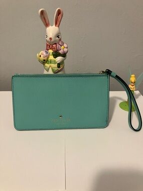 kate spade aqua wristlet clutch with wrist strap